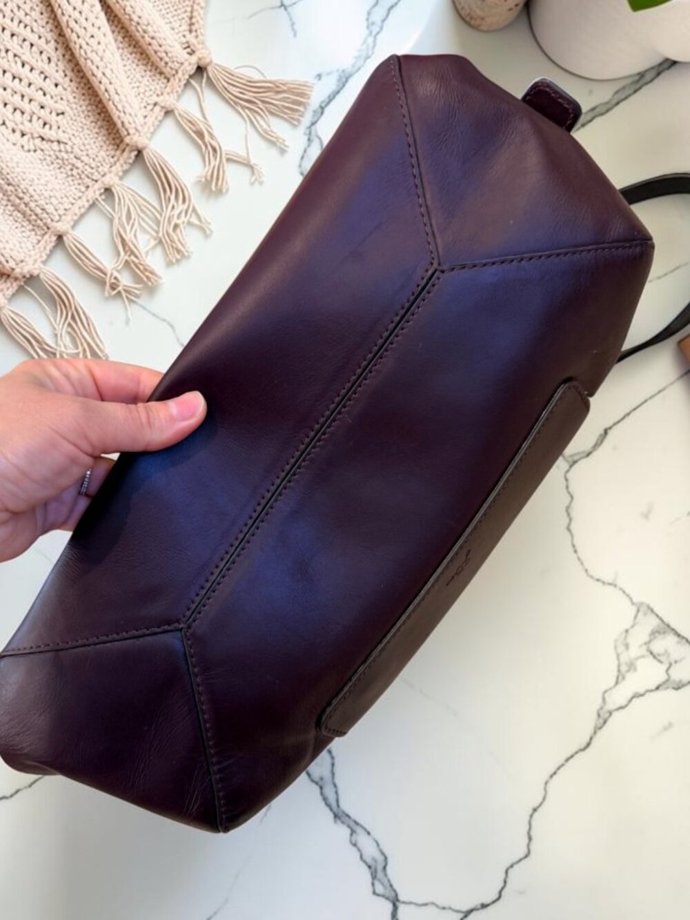 J. Crew NWT Harper Satchel Bag Oxblood Burgundy Top Handle Italian Leather - Picture 10 of 12